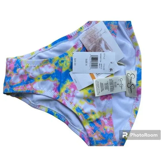 *NWT, JESSICA SIMPSON Women's Yellow Tie Dye Hipster Swimsuit Bottom Sz Small - Picture 9 of 9